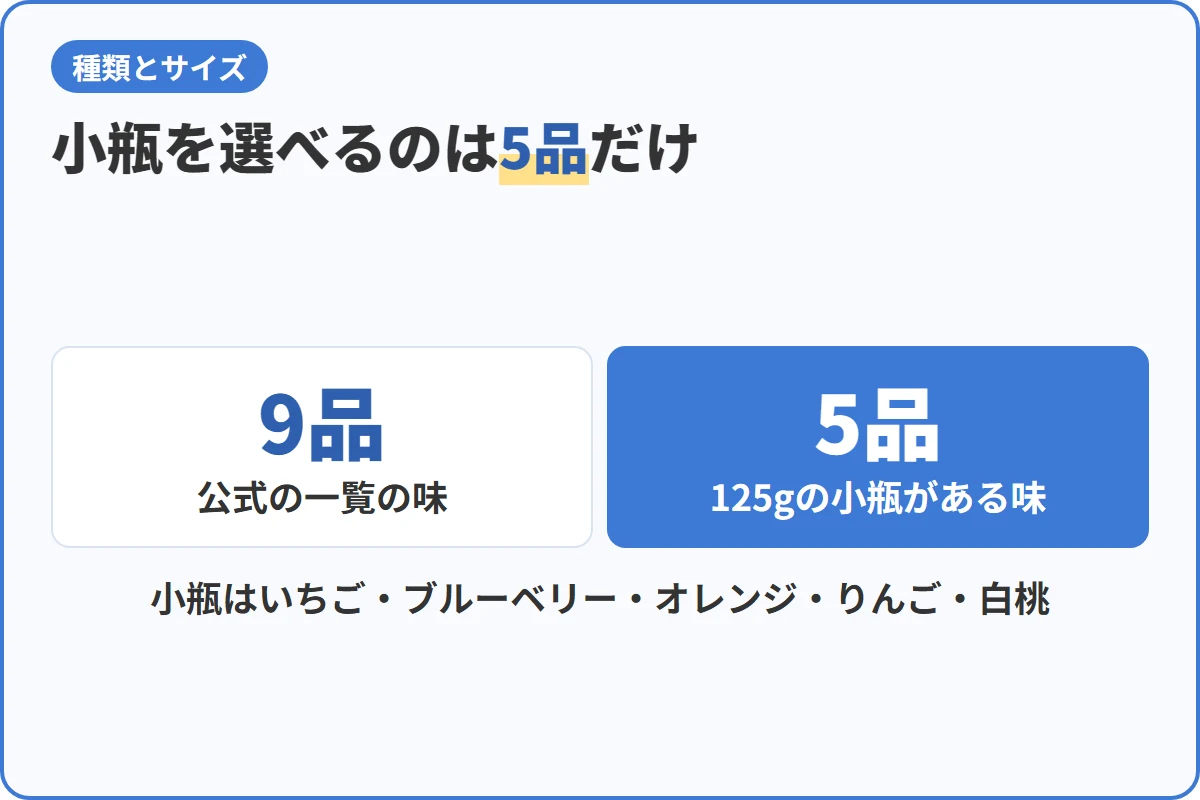小瓶を選べるのは5品だけ
